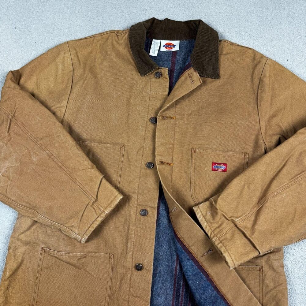 Vintage Dickies Blanket Lined Duck Canvas Chore Coat Barn Jacket Mens XL Brown